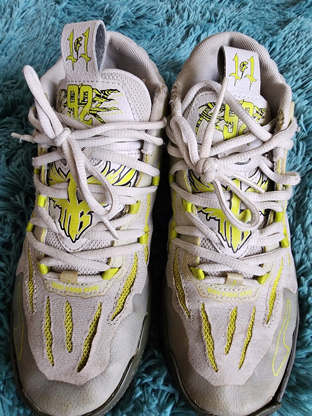 Kids Neutral Beige Sneakers with Neon Yellow Accents